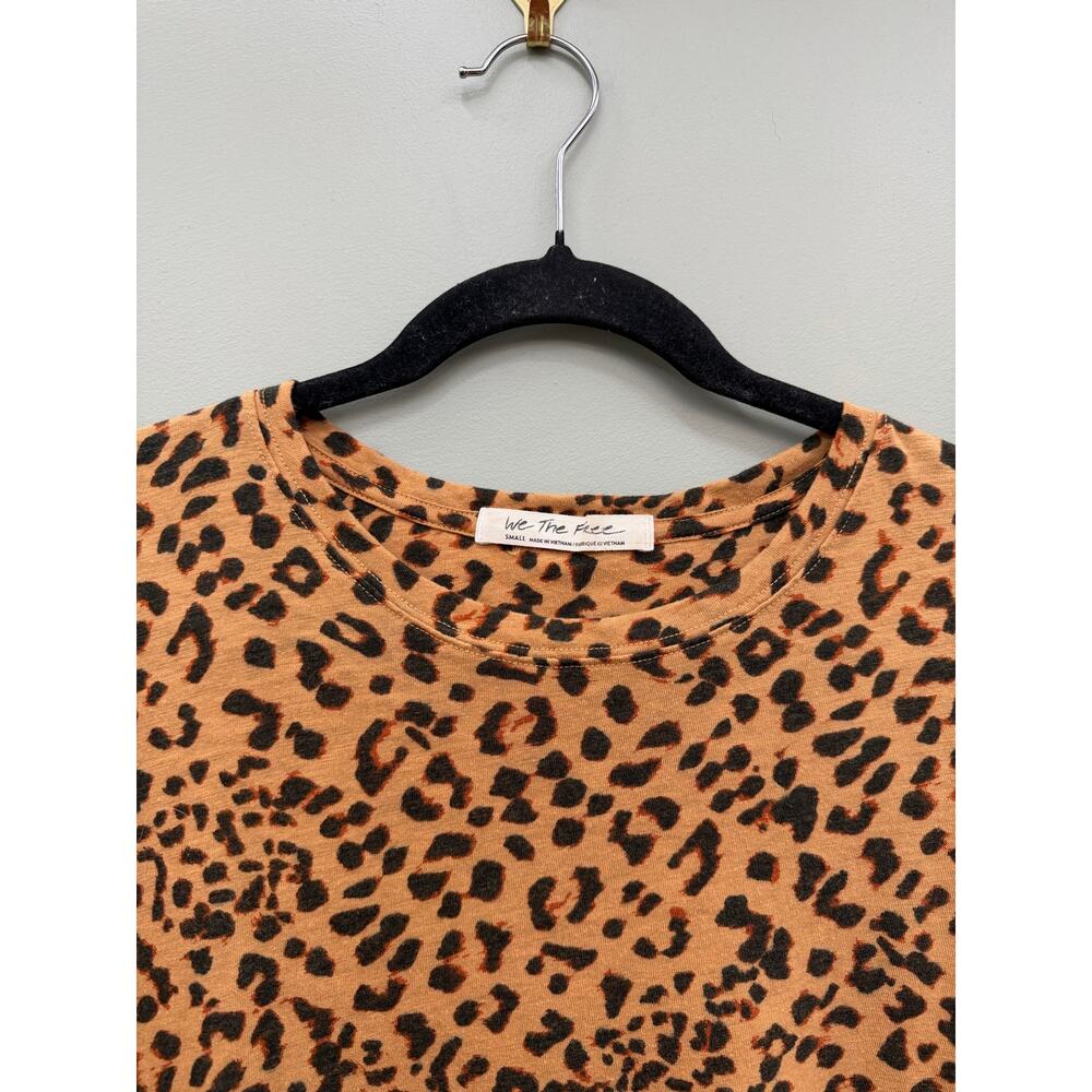 Free People We The Free Leopard Print Oversized Tee Small Boho Animal Print Top - Picture 2 of 4